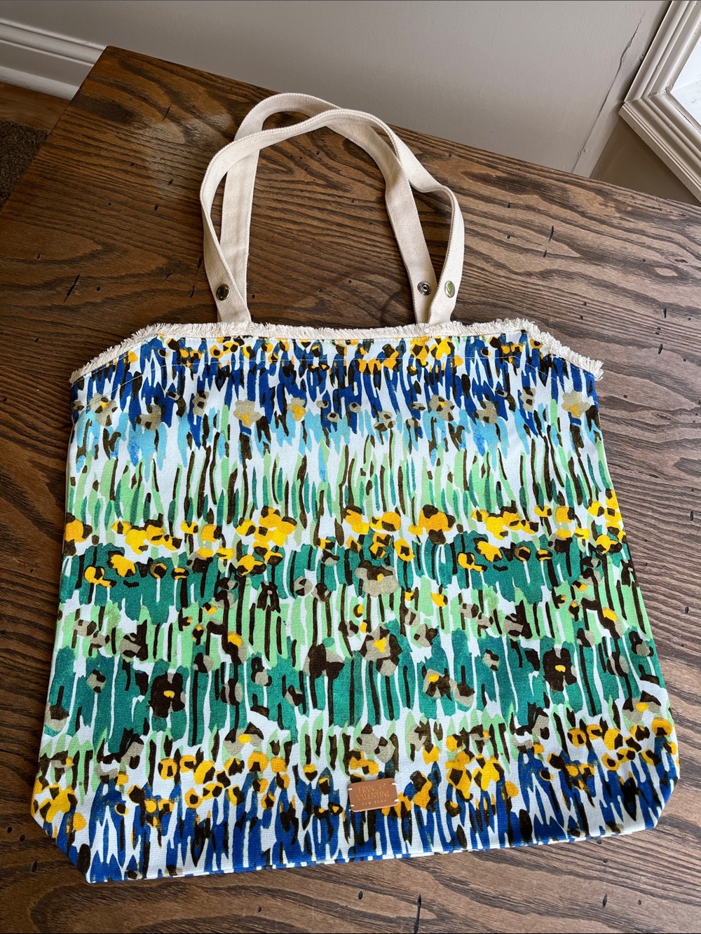 Frances Valentine floral Easy Meadow Canvas Tote Beach Bag